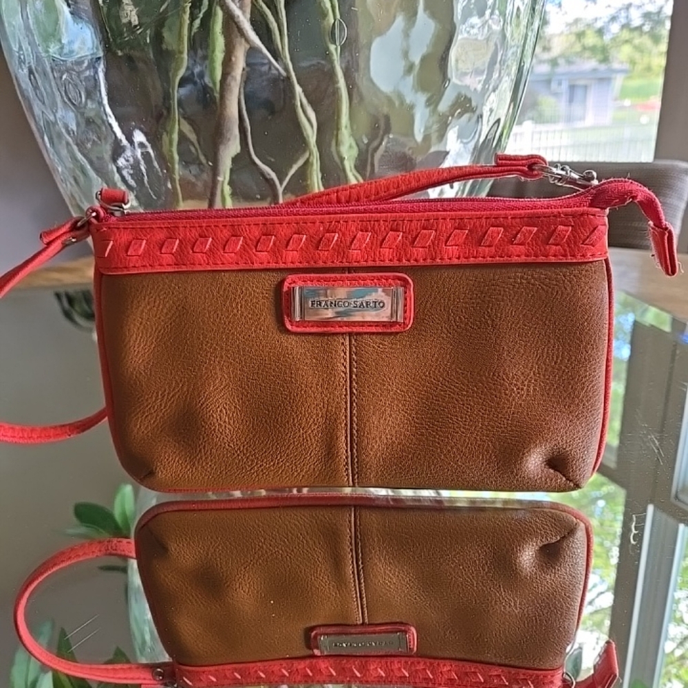 Franco Sarto Orange and Brown Clutch Wristlet